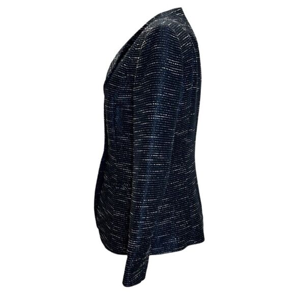 Lafayette 148 - Women’s Tweed Blazer, Silk Blend, Asymmetric, Black/White Size 4 - Picture 5 of 17